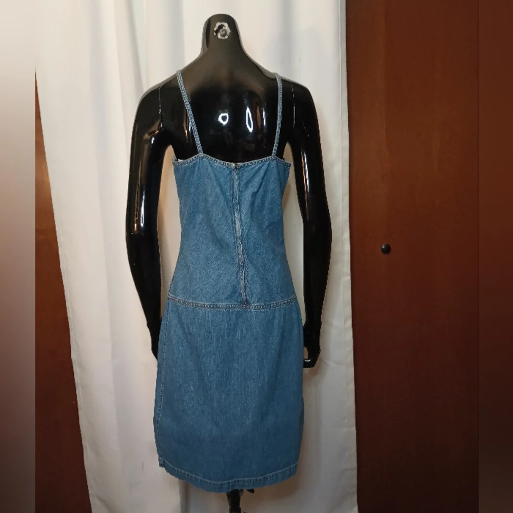 Vintage Tommy Hilfiger Y2K Denim Tube Dress Size 6 Jean Slit Country Coquette - Picture 5 of 11